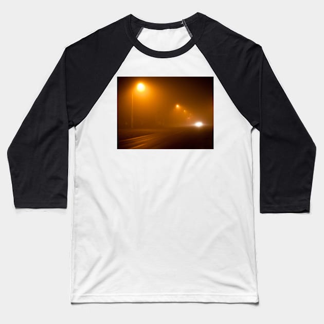 Road in a very foggy night Baseball T-Shirt by naturalis